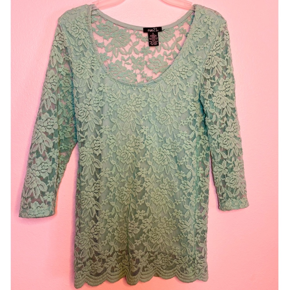 Teal Lace Top